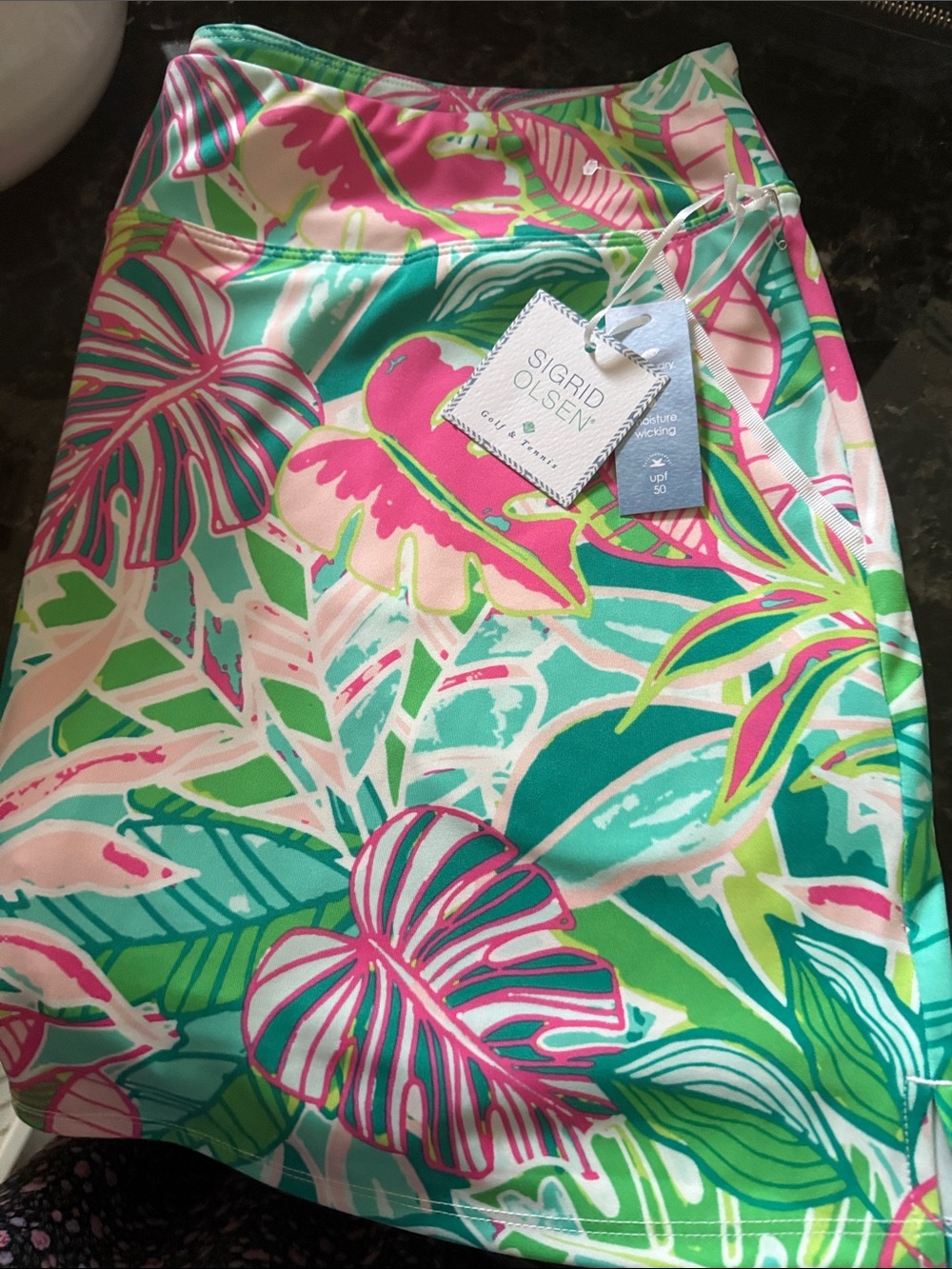 Sigrid Olsen Tropical Floral Swim Skirt in Pink, Teal & Green